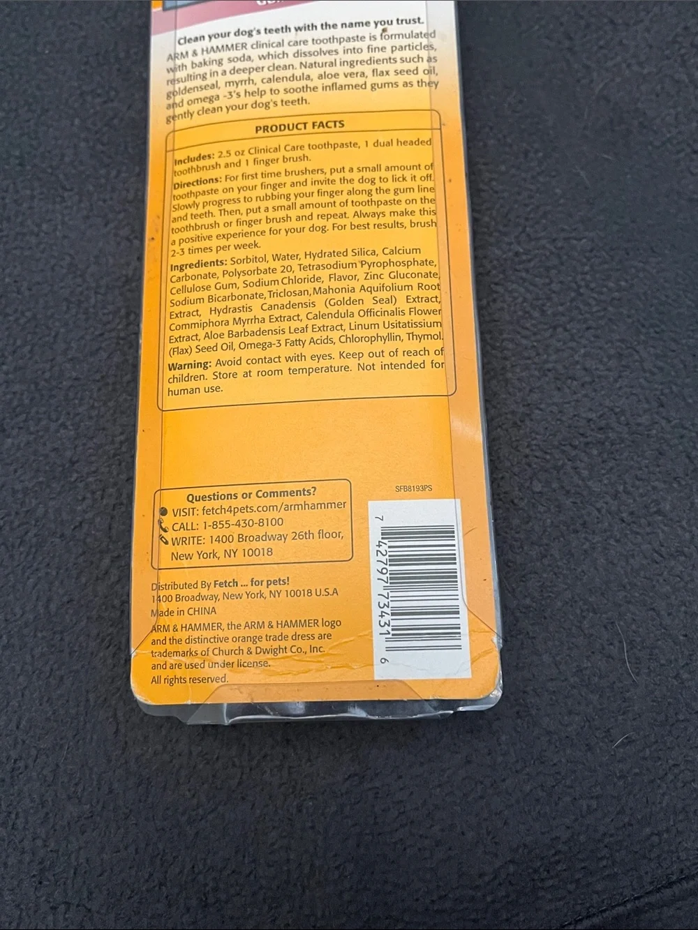 Clinical Care Max Strength Dog Toothbrush Set - Orange